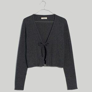 Madewell | Brushed Rib Tie-Front Cardigan | Charcoal | Small